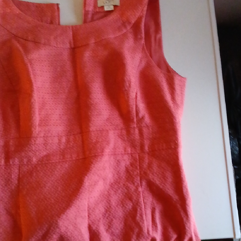 Ann Taylor Orange Sleeveless Fitted Blouse